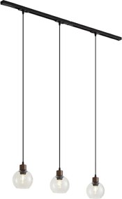 Sistema di illuminazione a binario moderno nero con 3 luci a sospensione bronzo 1 fase - Iconic Lava