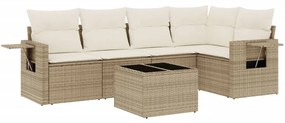 Set divano da giardino 6 pz con cuscini beige in polyrattan