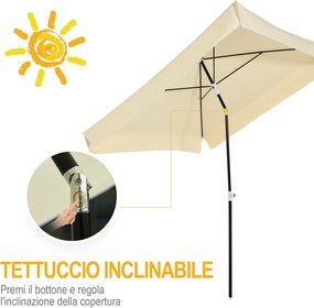 Ombrellone da Giardino 2x2 m Palo Ø28 mm in Matallo e Poliestere Bianco Crema...