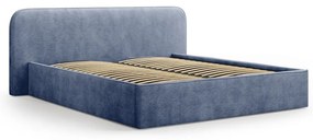 Letto matrimoniale imbottito blu scuro con contenitore e rete inclusi 160x200 cm Elizabeth – Micadoni