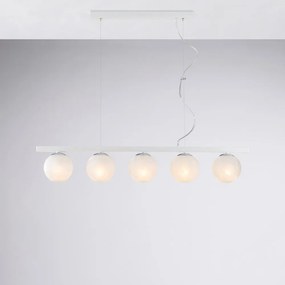 Lampadario Contemporaneo Adrian Metallo Bianco Cromo 5 Luci E14