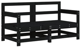 Set Salotto da Giardino 7 pz Nero in Legno Massello di Pino