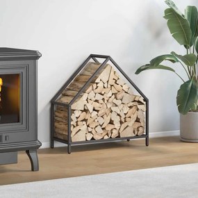 Rastrelliera Per Legna Da Ardere Nera 60x25x60 Cm /