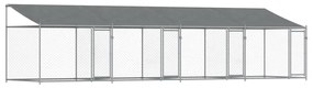 Gabbia cani con tetto e porte grigia 8x2x2 m in acciaio zincato