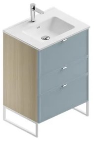 Mobile sottolavabo e lavabo Quadra per vasca centrale natura/cielo in mdf L 60 x H 93 x P 46 cm 3 cassetti