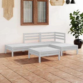 Set divani da giardino 5 pz in legno massello di pino bianco