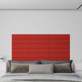 Pannelli Murali 12 Pz Rosso Vino 60x15 Cm Similpelle 1,08 M² /