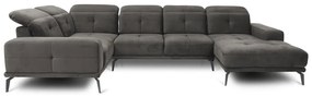 Divano angolare grigio (con penisola a sinistra/a U) e rivestimento in velluto Neviro – ELTAP