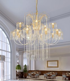 15-light chandelier gold and crystal 405/10+5 - Royal Crystal - Arredoluce Cromo