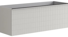Mobile da bagno da fissare sotto lavabo L 120 x H 40 x P 45.5 cm grigio perla laccato, 2 cassetti Pixel grid