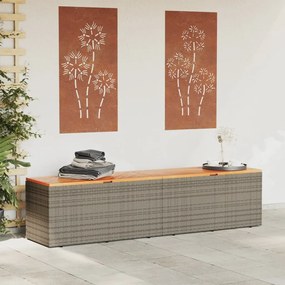 Contenitore giardino grigio 220x50x54cm polyrattan legno acacia