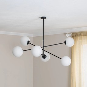 EMIBIG LIGHTING Plafoniera Linear, nero/opale, 6 luci