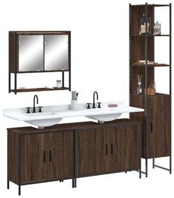 Set Mobili Da Bagno 4 Pz Rovere Marrone İn Legno Multistrato /