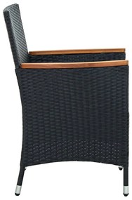 Set mobili da giardino 9 pz con cuscini in polyrattan nero