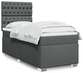 Giroletto A Molle Con Materasso Grigio Scuro 90x200 Cm Tessuto /