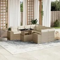 Set Divano da Giardino 9 pz con Cuscini Beige in Polyrattan 3269058