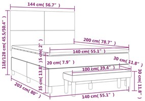 Giroletto a Molle con Materasso Grigio Scuro 140x200 cm Velluto