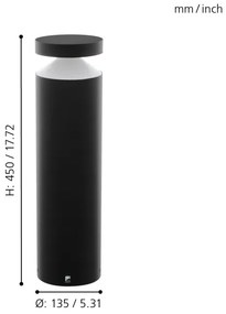 Eglo 97632 - Lampada LED da esterno MELZO LED/11W/230V nero 450 mm