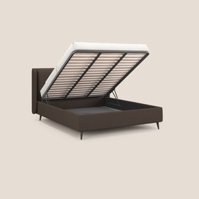 Nadine letto contenitore di design e comfort Italiano in tessuto impermeabile T19 marrone