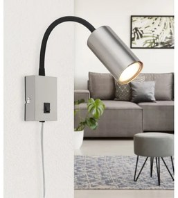 Globo 57911W - Lampada flessibile da muro ROBBY 1xGU10/25W/230V nero/cromo