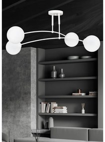 Lampadario a Sospensione in Acciaio e Vetro PREGOS 4 Nero/Bianco 4xE14 Colore del corpo Bianco