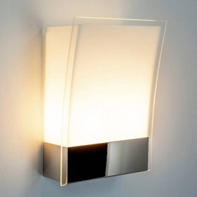 Lindby applique Malthe, altezza 27 cm, cromo, vetro, metallo