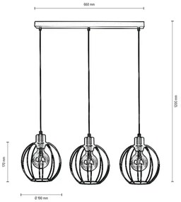 Spot-Light DO15659304 - Lampadario a cavo BERIS 3xE27/60W/230V