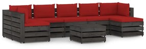 Set divani da giardino con cuscini 8 pz legno impregnato grigio