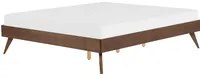 Letto in Legno Marrone con Rete a Doghe Gambe in Legno 160 x 200 cm