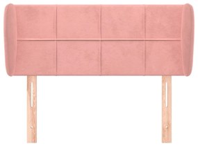 Testiera ad orecchio rosa 103x23x78/88 cm in velluto