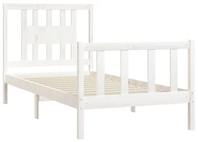 Giroletto con testiera bianco legno massello di pino 90x200 cm