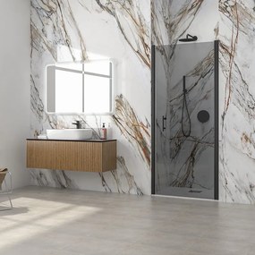 Porta doccia battente 75 cm telaio nero vetro fumé altezza 200h | KS2800NF - KAMALU