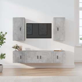 Set di mobili porta tv 5 pz grigio cemento in legno multistrato