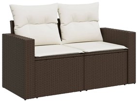 Set divani da giardino 11 pz con cuscini polyrattan marrone
