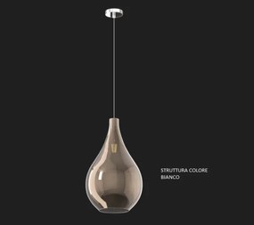 Sospensione bianco 1 luce vetro grande bronzo 1193bi-sg-br