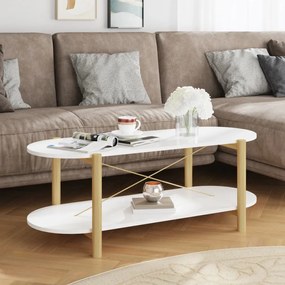 Tavolino Da Salotto Bianco 110x48x40 Cm İn Legno Multistrato /