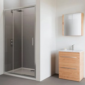 Porta doccia scorrevole L 105-110 cm x H 190 cm per nicchia in vetro trasparente SP. 6 mm, profilo lucido cromo, serie Verve