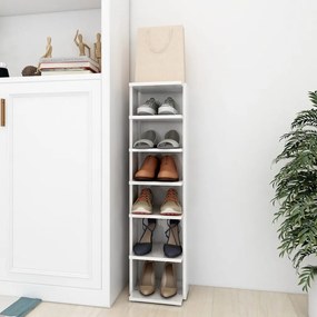 Scarpiera Bianco Lucido 27,5x27x102 Cm İn Legno Multistrato /