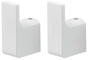Coppia di appendini a muro bianco opaco Gedy serie Pirenei in acciaio inox