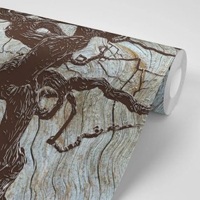 Carta da parati – Albero Astratto su Legno