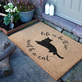 Zerbino in fibre di cocco 40x60 cm Life Is Better With a Cat – Artsy Doormats
