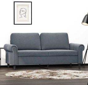 Divano A 2 Posti Grigio Scuro140 Cm İn Velluto /