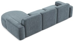 Divano angolare blu polveroso (con penisola a destra/con chaise lounge) con rivestimento in ciniglia Omao – Makamii