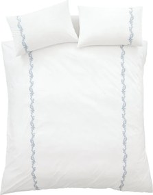Set copripiumino e federa bianco in percalle di cotone per letto matrimoniale 3 pezzi 200x200 cm Camille Embroidered Floral – Bianca