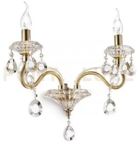 Negresco applique a parete 2 luci attacco e14 oro con vetri e crist...