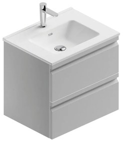 Mobile sottolavabo e lavabo Pull grigio artico opaco in mdf L 60 x H 56 x P 46 cm 1 vasca 2 cassetti