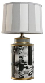 Lampada da tavolo Home ESPRIT Bianco Nero Grigio Dorato Porcellana 29 x 29 x 51 cm