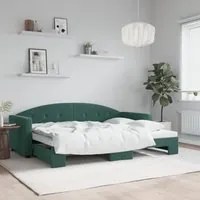 Divano Letto con Letto Estraibile Verde Scuro 80x200cm Velluto 3197296