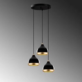 Lampadario a sospensione con cavo YILDO 3xE27/40W/230V nero/oro