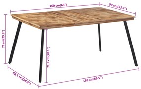 Tavolo da Pranzo 169x98,5x76 cm in Legno Massello di Teak